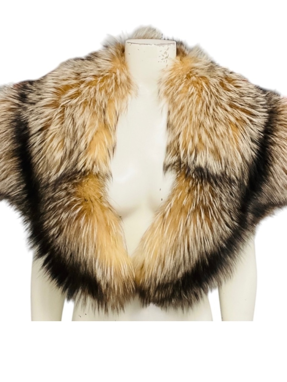 BROOKS BROTHERS TAN GENUINE FOX FUR CAPE